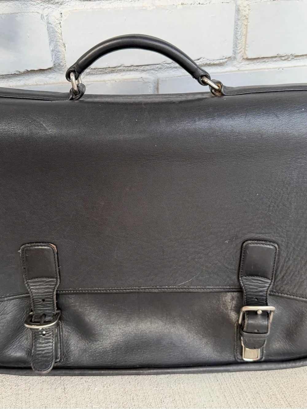 Vintage Coach L0S-5310 Black Leather Briefcase Messenger Laptop BagShoulderStrap